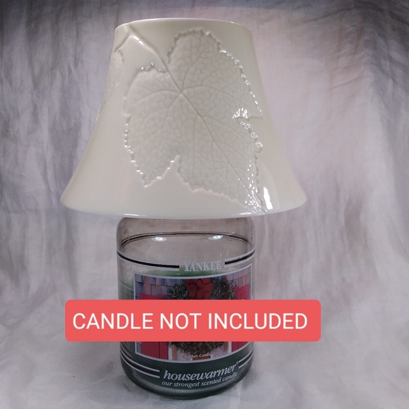 HALLMARK Large Candle Jar SHADE TOPPER Leaves Leaf Cream Ivory - Picture 12 of 12